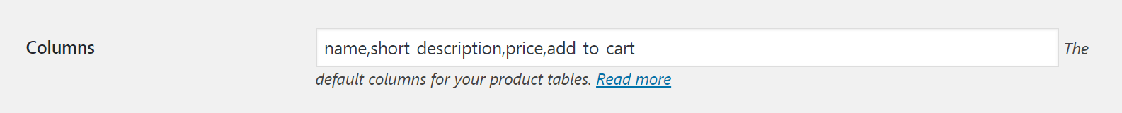 WooCommerce Product Table Columns