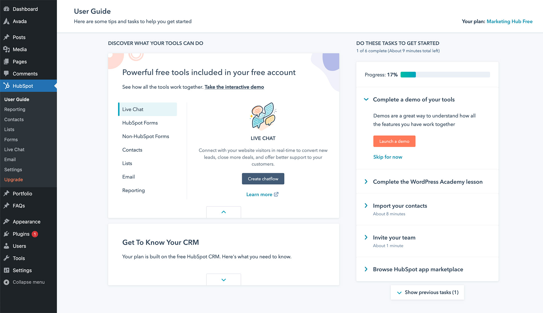 Hubspot Starter Screen