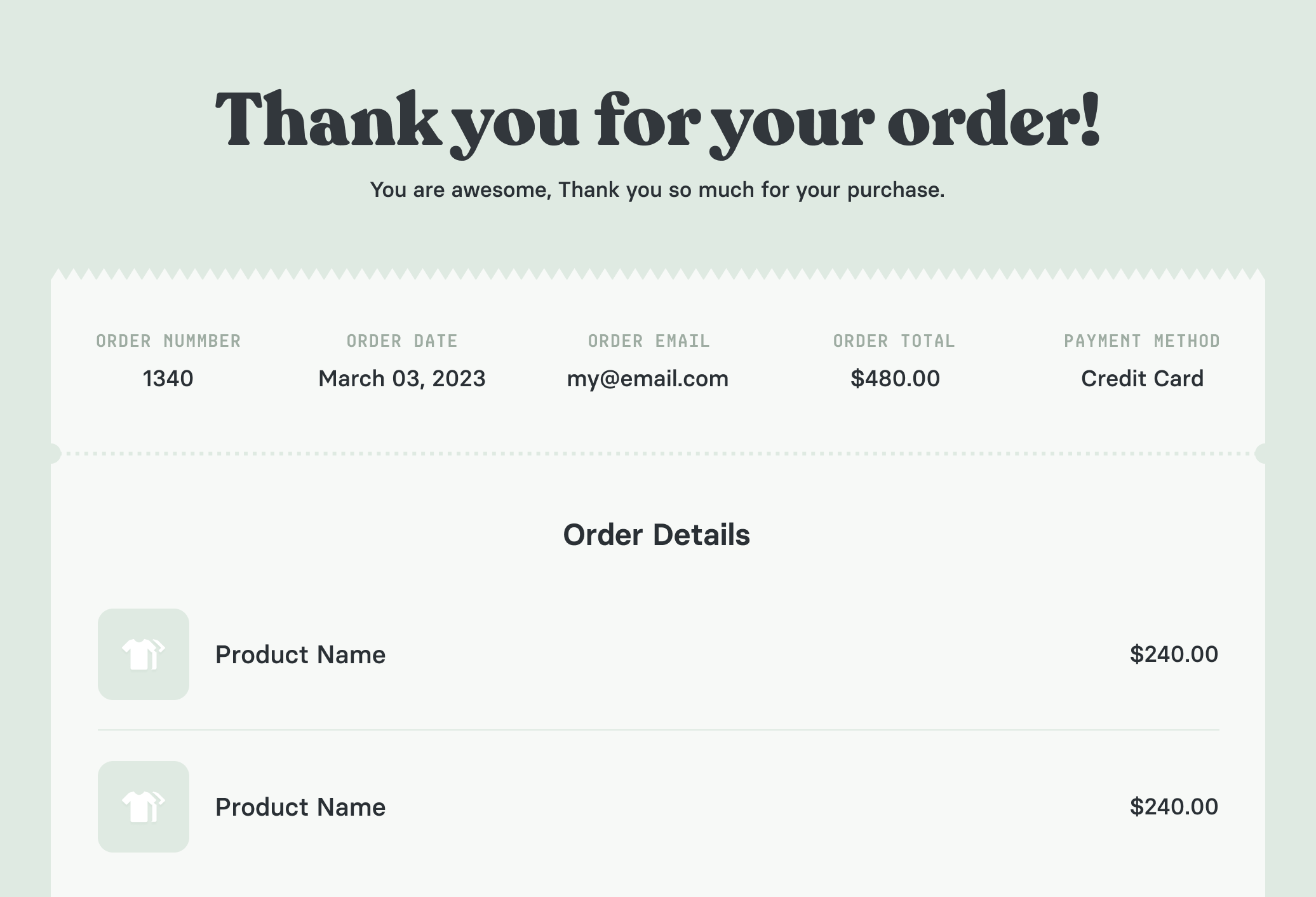 WooCommerce Thank you page
