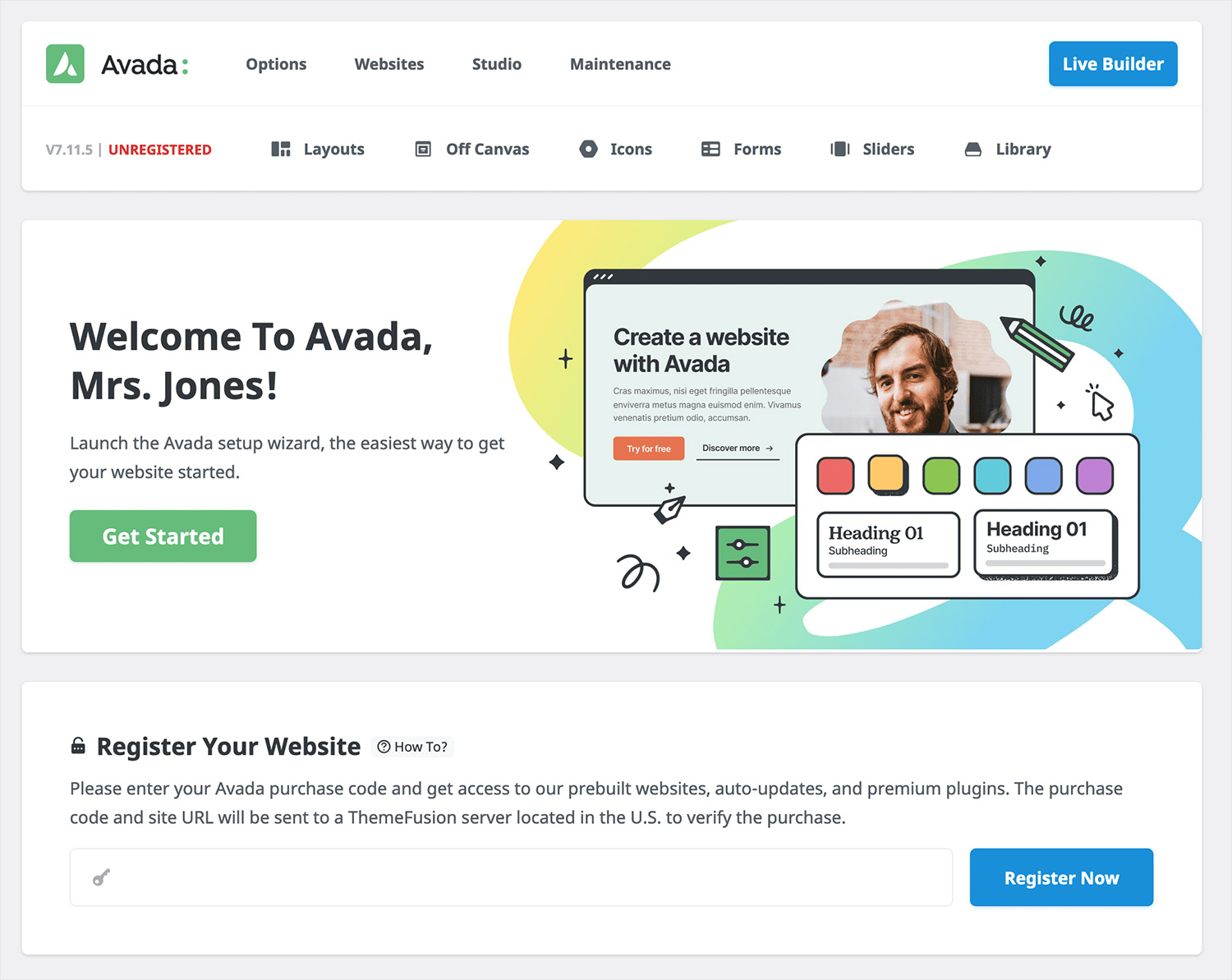 Register Avada