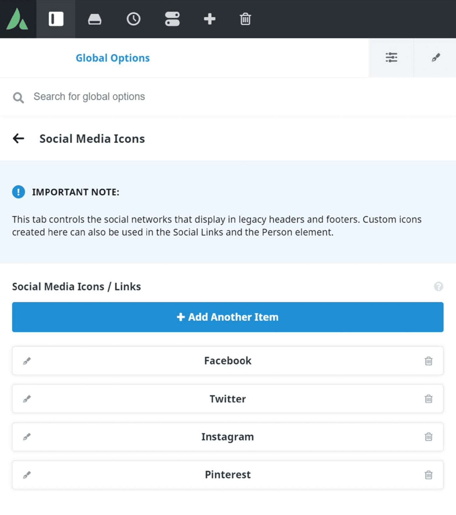 Social Media Icons Options Panel