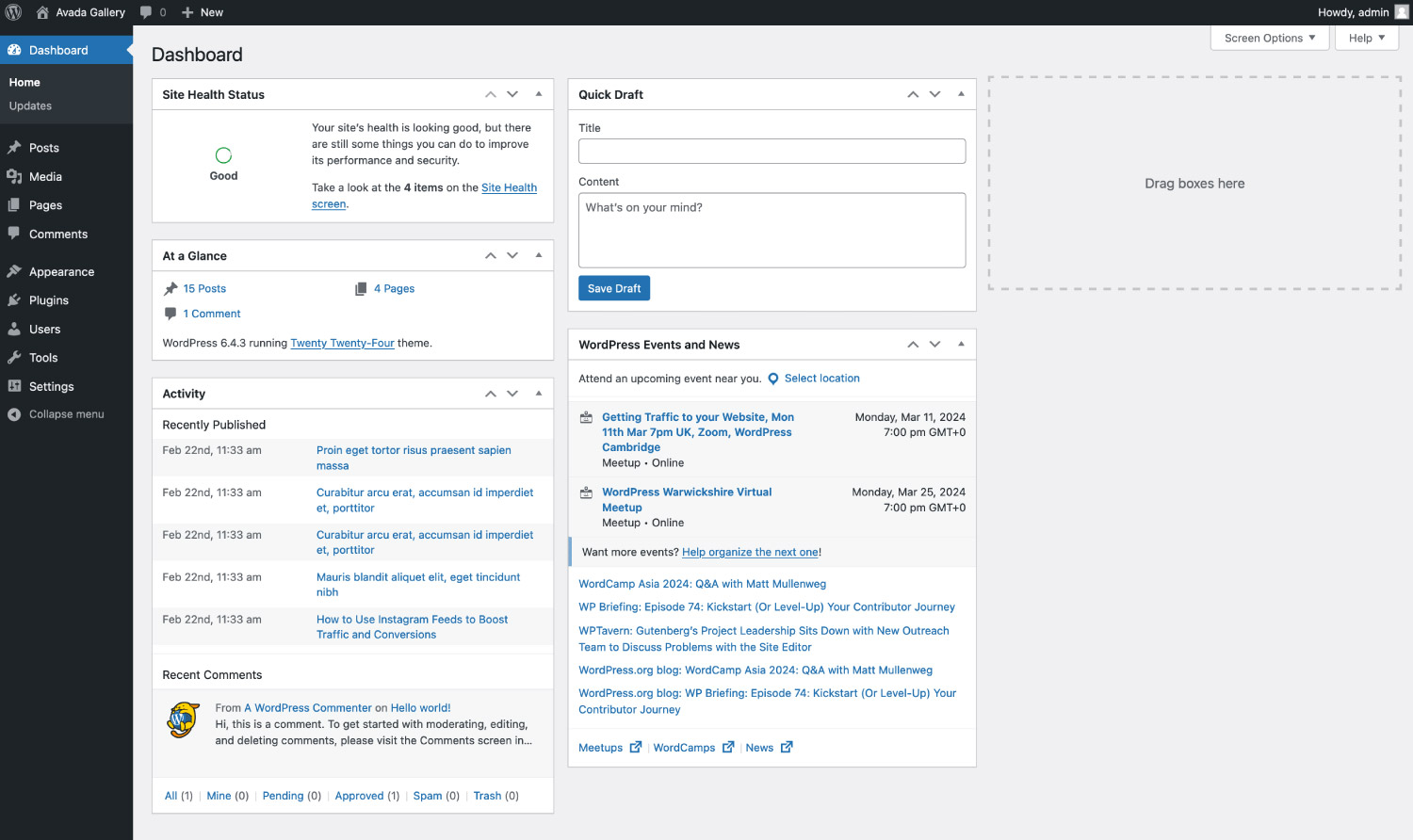 WordPress Dashboard