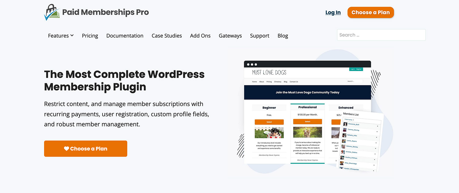 Paid Memberships Pro Plugin